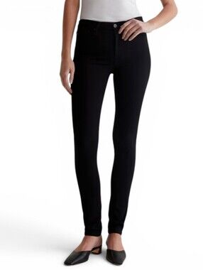 AG Adriano Goldschmied The Prima Mid-Rise Cigarette 5-pocket Super Black Jean 27